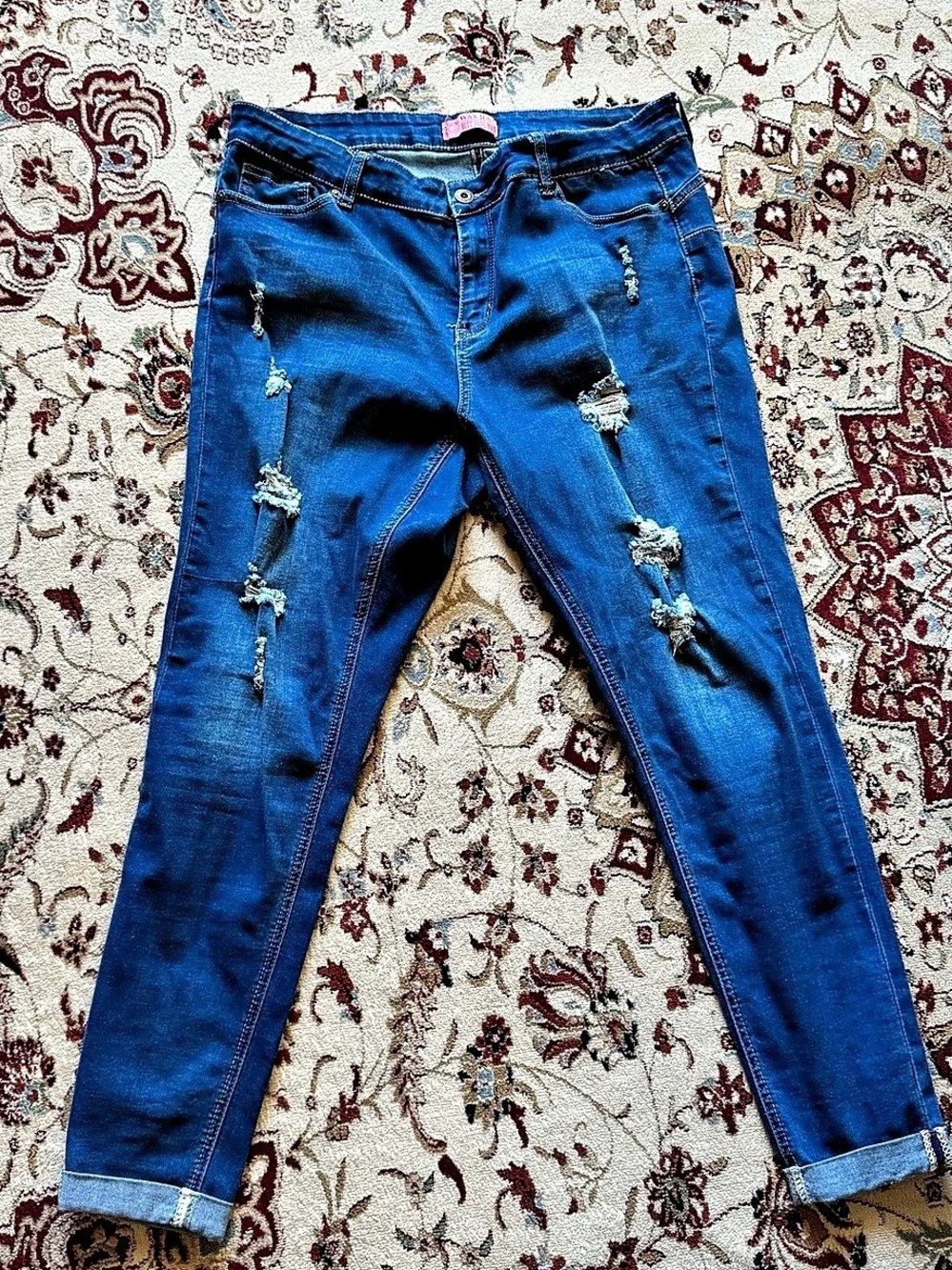 Wax Jean Distressed Skinny Jeans in Blue